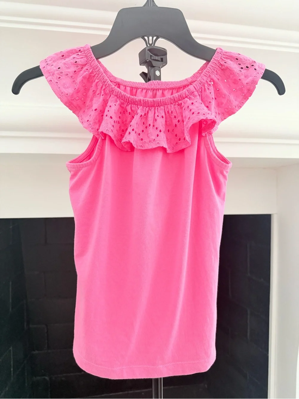 Gymboree Bright Pink Eyelet Ruffle Tank Top- Sz 7
